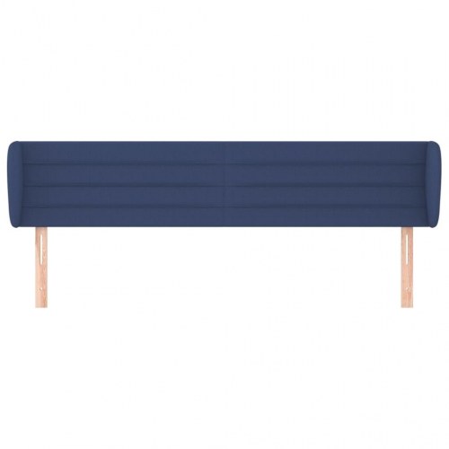 Sengegavl med kanter 203 x 23 x 78/88 cm stof blå