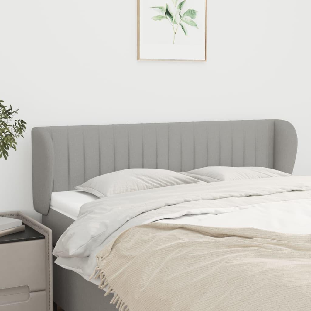 Sengegavl med kanter 147×23×78/88 cm - stof, lysegrå