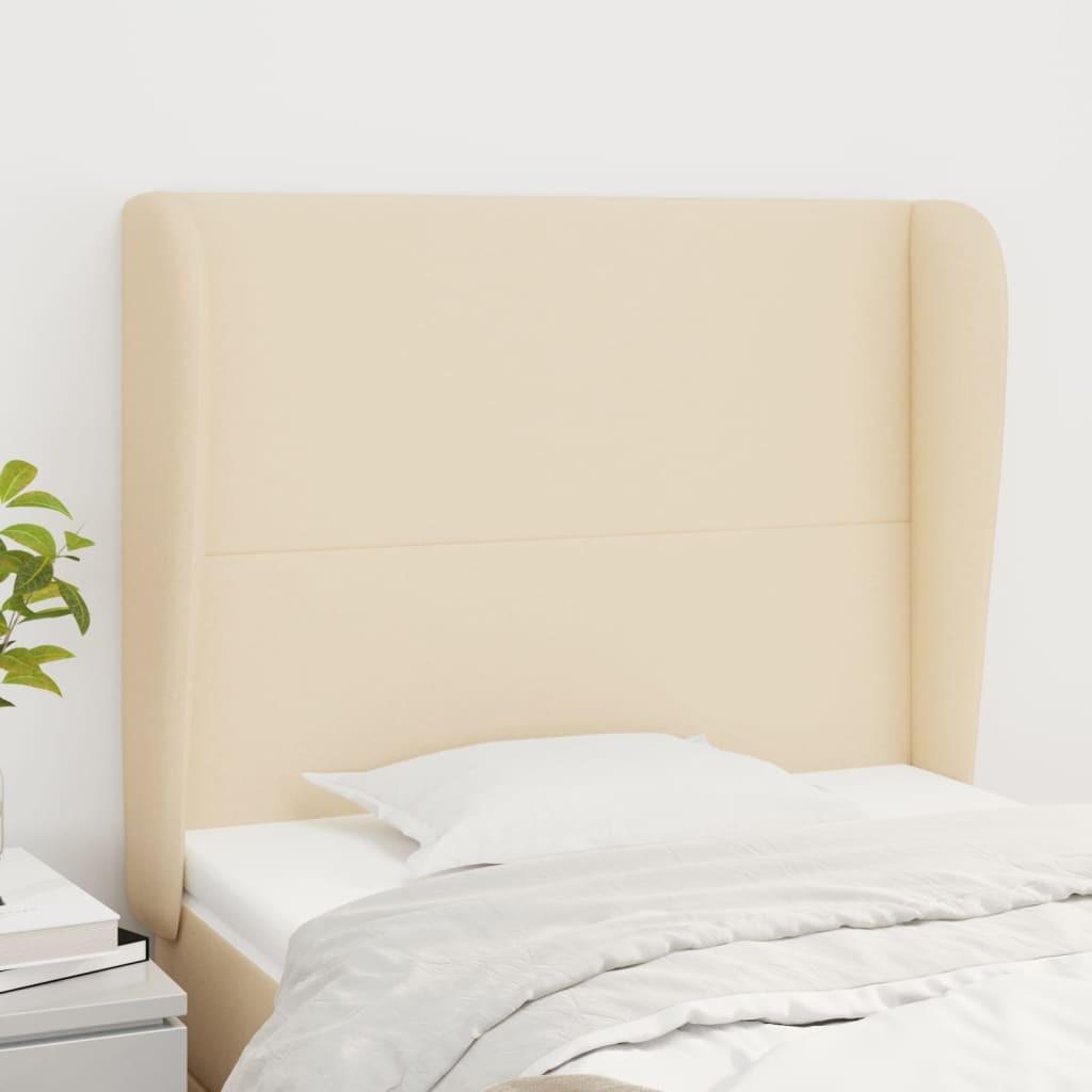 Sengegavl Med Kanter Stof - Creme / 93 x 23 x 118/128 cm