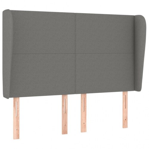 Sengegavl med kanter 147 x 23 x 118/128 cm - mørkegrå