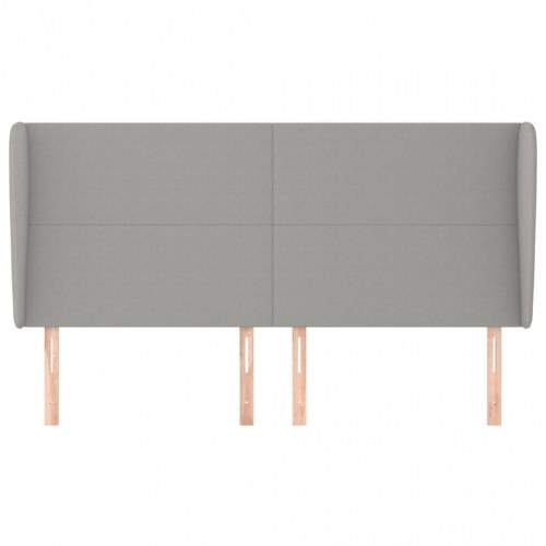 Sengegavl med kanter 163 x 23 x 118/128 cm stof - lysegrå