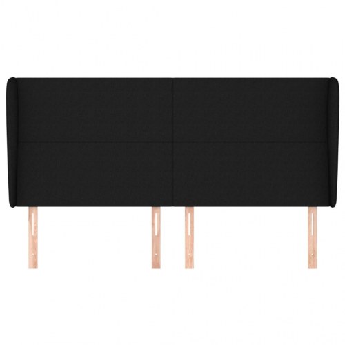 Sengegavl med kanter 203 x 23 x 118/128 cm - sort