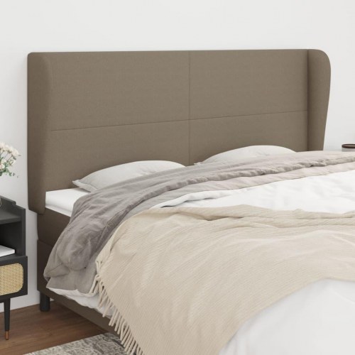 Sengegavl med kanter 203 x 23 x 118/128 cm stof gråbrun