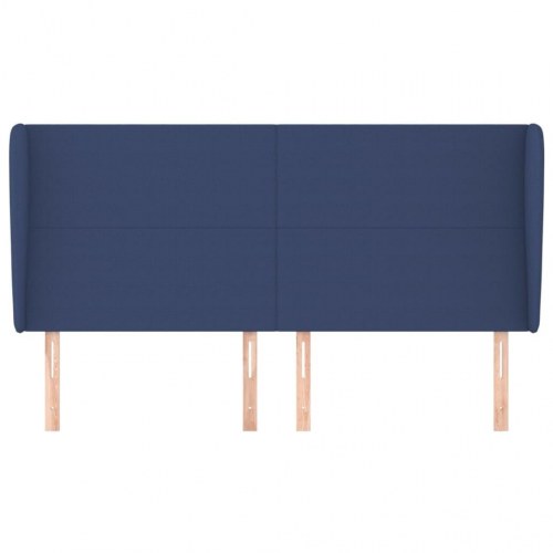 Sengegavl med kanter 203 x 23 x 118/128 cm stof - blå