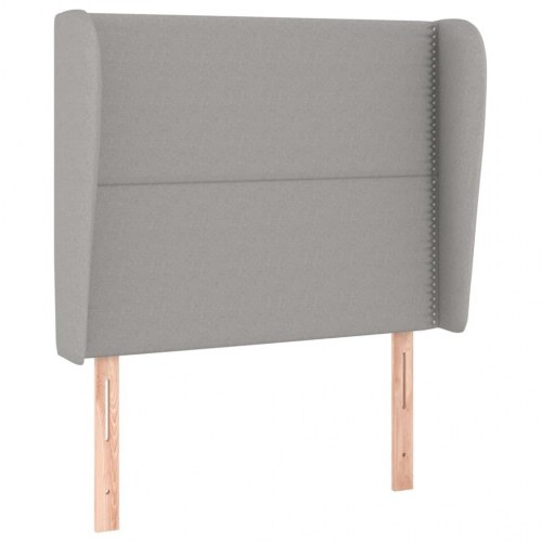 Sengegavl med kanter 83x23x118/128 cm stof lysegrå