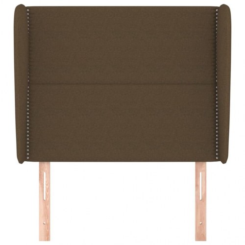 Sengegavl med kanter 83x23x118/128 cm stof mørkebrun