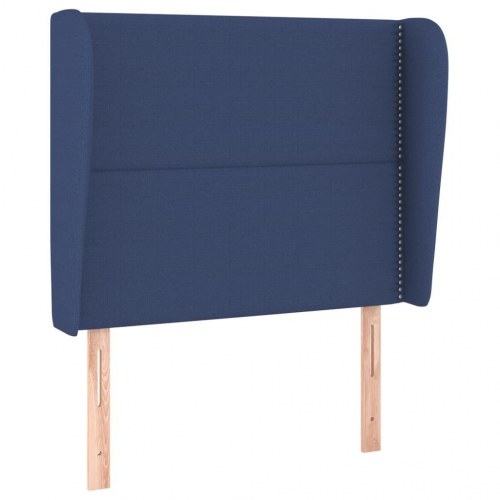 Sengegavl med kanter 83x23x118/128 cm stof blå