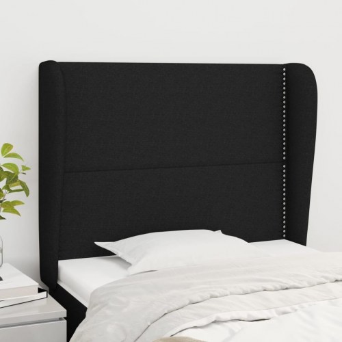 Sengegavl med kanter 93 x 23 x 118/128 cm - sort