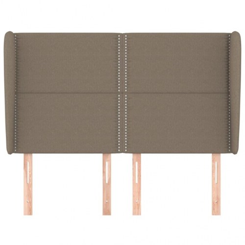 Sengegavl med kanter 147x23x118/128 cm stof gråbrun