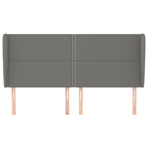 Sengegavl med kanter 163x23x118/128 cm stof mørkegrå