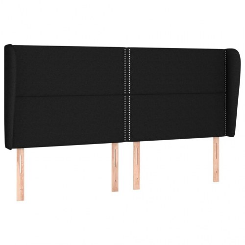 Sengegavl med kanter i stof 163 x 23 x 118/128 cm - sort