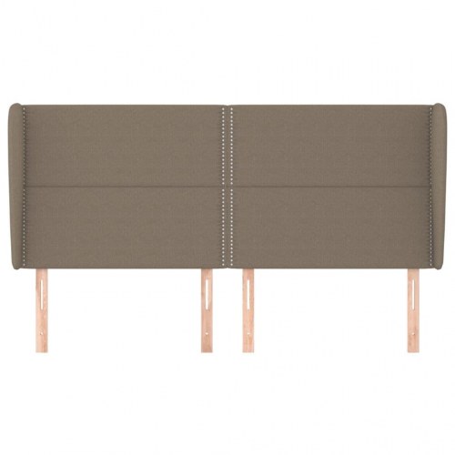 Sengegavl med kanter i stof 203 x 23 x 118/128 cm - gråbrun