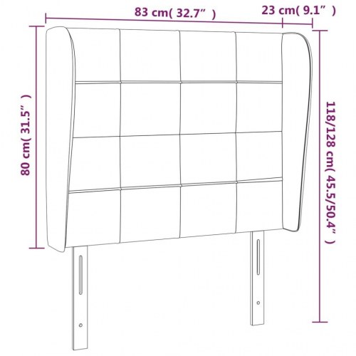 Sengegavl med kanter 83 x 23 x 118/128 cm - mørkegrå