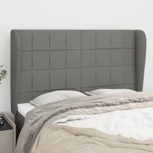 Sengegavl med kanter 147 x 23 x 118/128 cm - mørkegrå