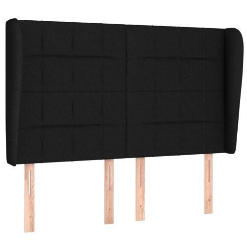 Sengegavl med kanter 147 x 23 x 118/128 cm - sort