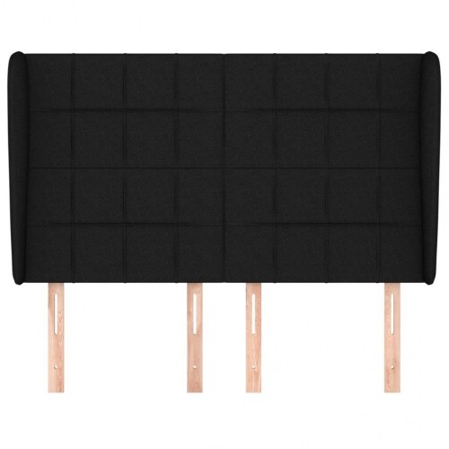 Sengegavl med kanter 147 x 23 x 118/128 cm - sort