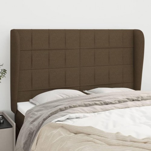 Sengegavl med kanter 147 x 23 x 118/128 cm - mørkebrun