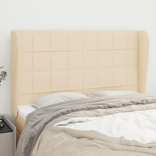 Sengegavl med kanter 147 x 23 x 118/128 cm - cremefarvet