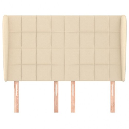 Sengegavl med kanter 147 x 23 x 118/128 cm - cremefarvet