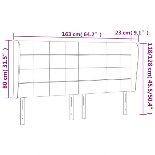 Sengegavl med kanter 163 x 23 x 118/128 cm - sort