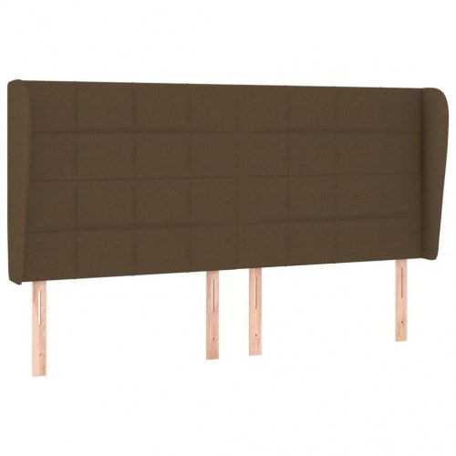 Sengegavl med kanter i stof 183 x 23 x 118/128 cm - mørkebrun