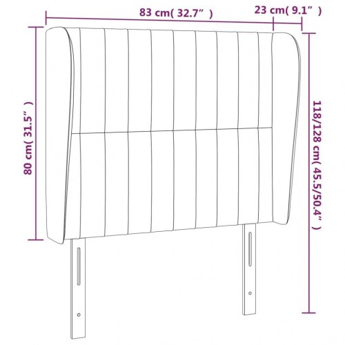 Sengegavl med kanter 83 x 23 x 118/128 cm - gråbrun