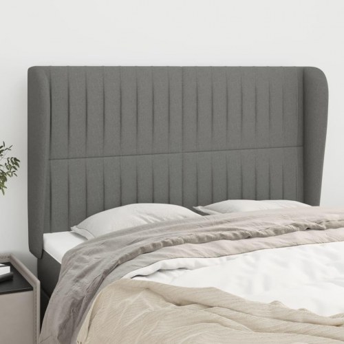 Sengegavl med kanter 147 x 23 x 118/128 cm - mørkegrå