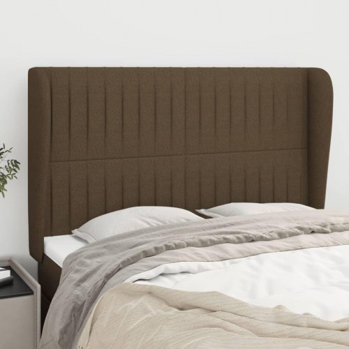 Sengegavl med kanter 147 x 23 x 118/128 cm - mørkebrun