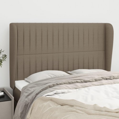 Sengegavl med kanter 147 x 23 x 118/128 cm - gråbrun