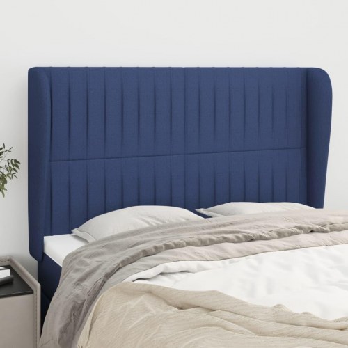 Sengegavl med kanter 147 x 23 x 118/128 cm - blå