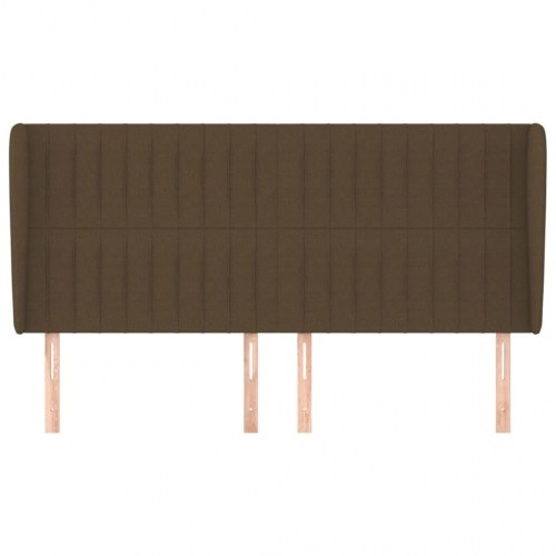 Sengegavl med kanter i stof 163 x 23 x 118/128 cm - mørkebrun