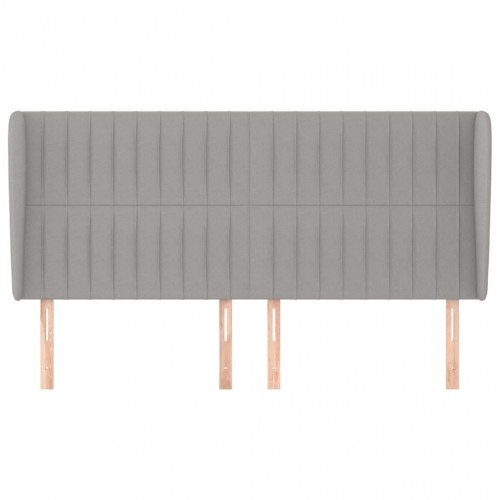 Sengegavl med kanter 203 x 23 x 118/128 cm - lysegrå