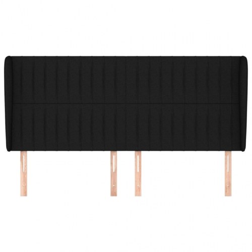Sengegavl med kanter 203 x 23 x 118/128 cm - sort