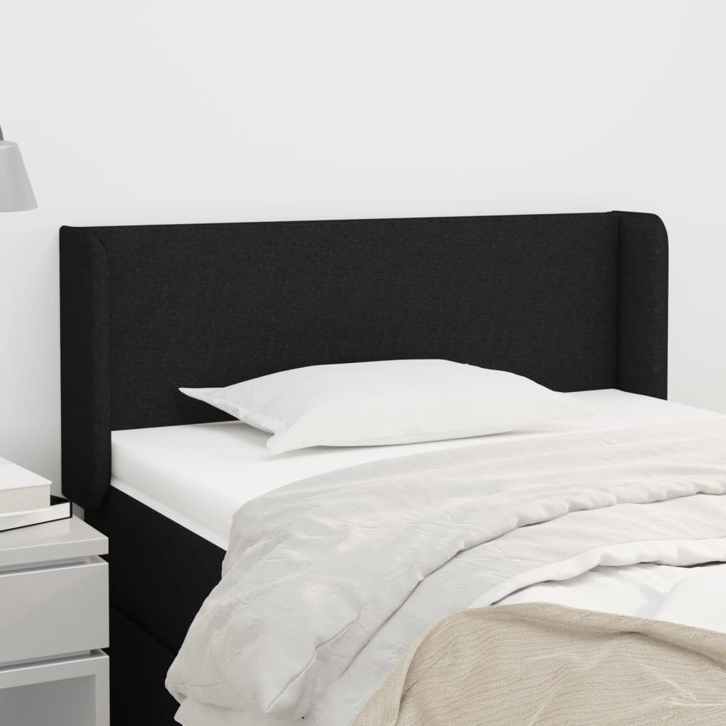 Sengegavl Med Kanter 83X16X78/128 Cm Stof - Sort / 103 x 16 x 78/88 cm