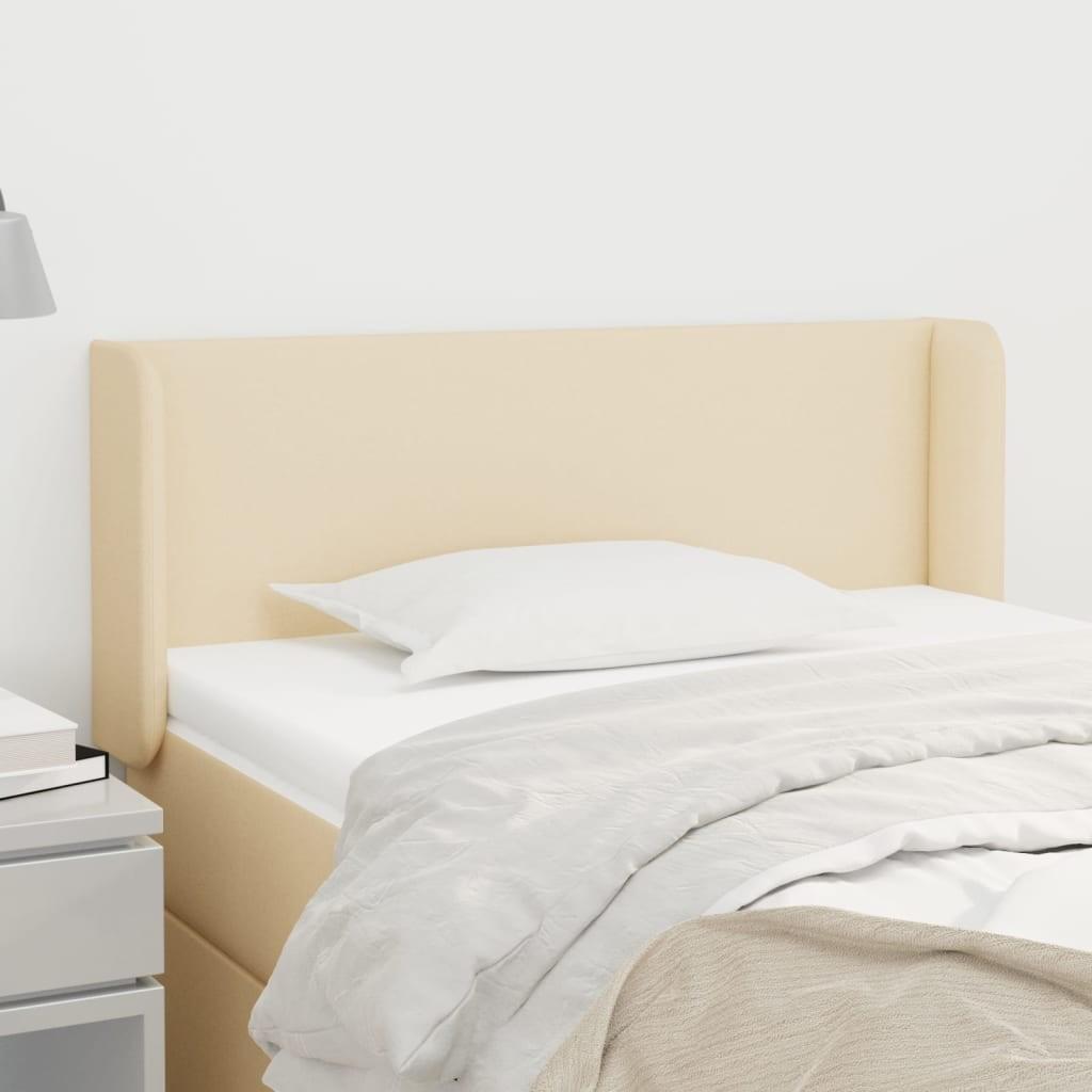 Sengegavl med kanter 103x16x78/88 cm - stof, cremefarvet
