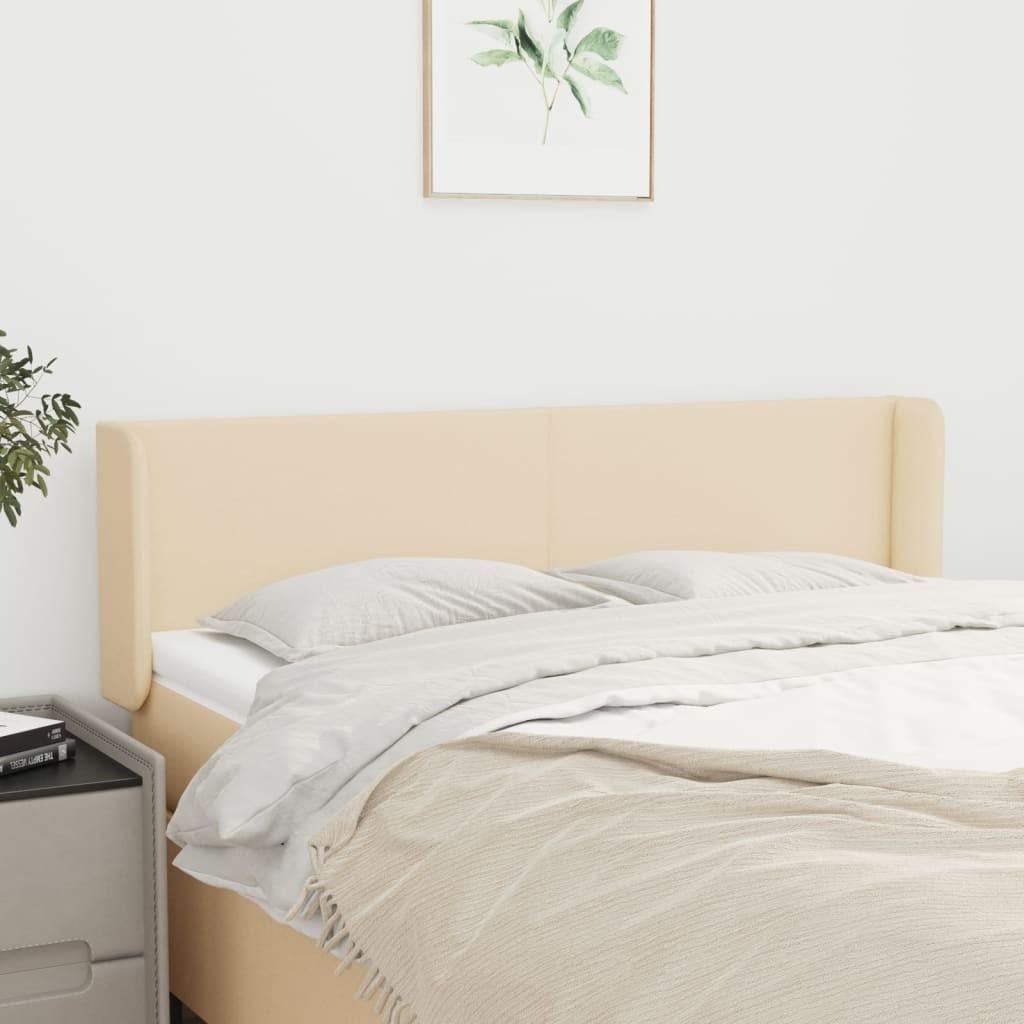 Sengegavl Med Kanter 83X16X78/128 Cm Stof - Creme / 147 x 16 x 78/88 cm