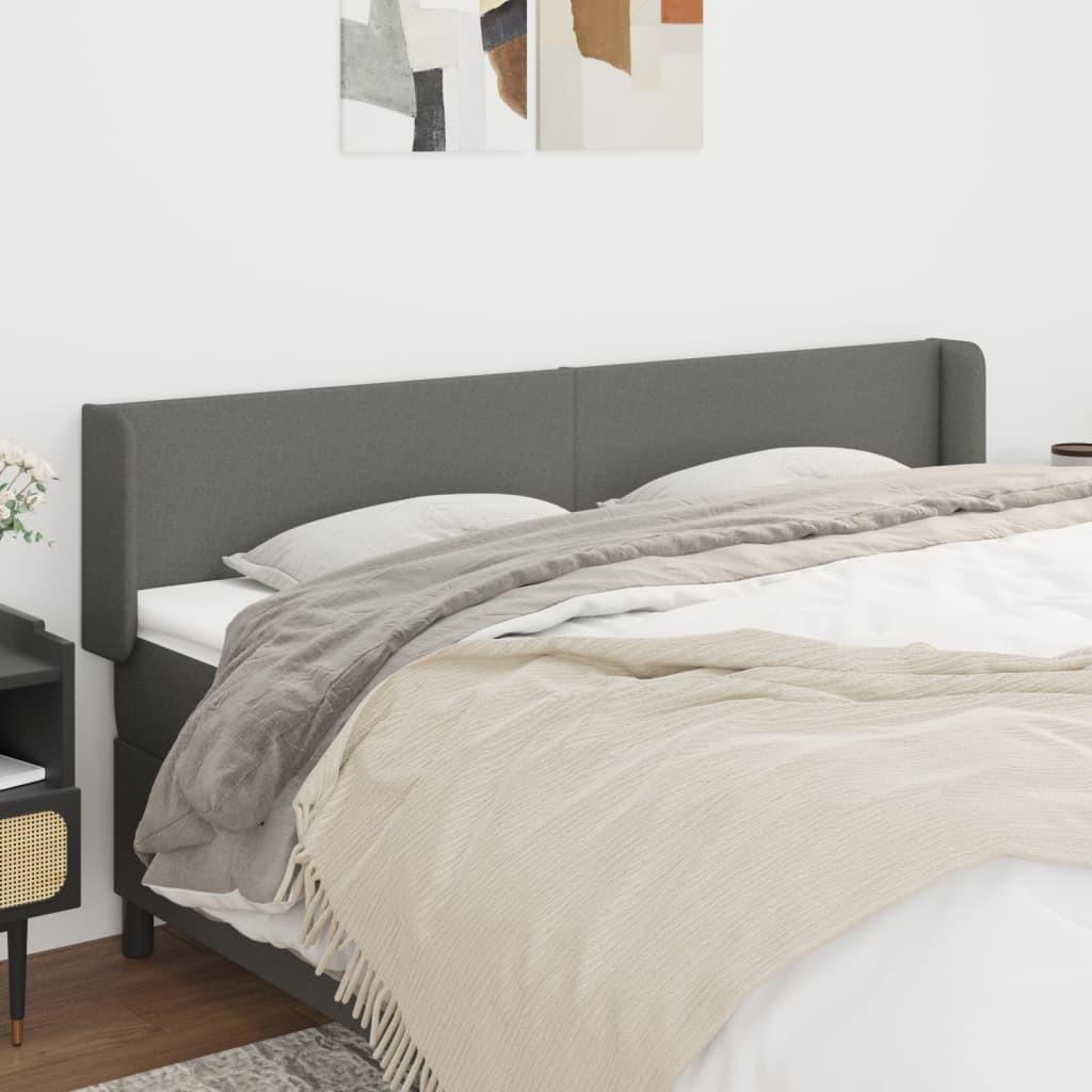 Sengegavl Med Kanter 83X16X78/128 Cm Stof - Mørkegrå / 183 x 16 x 78/88 cm