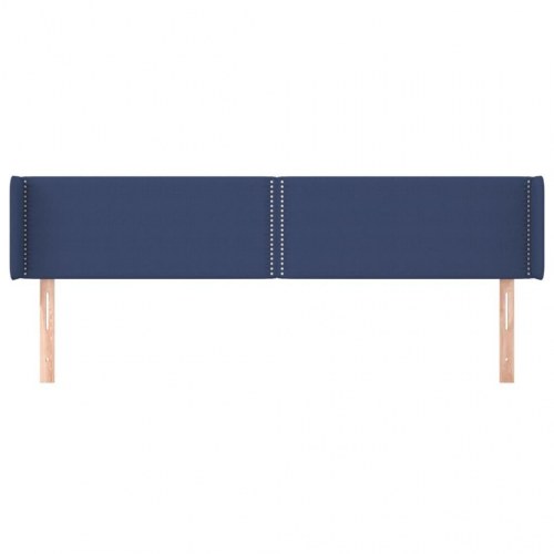 Sengegavl med kanter 163x16x78/88 cm stof blå