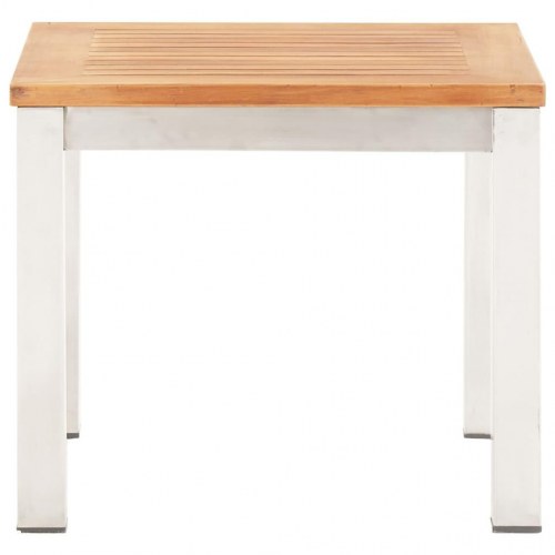 Havebord 45x45x38 cm massivt akacietræ og rustfrit stål