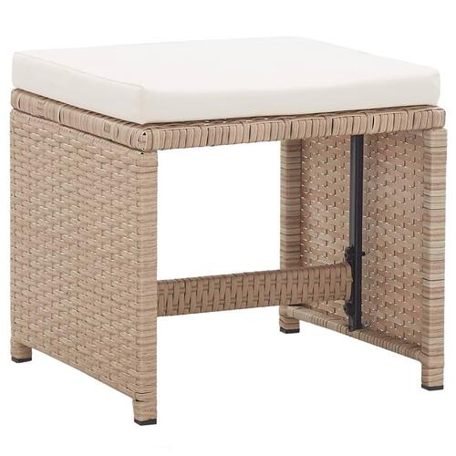Havetaburetter 2 stk. med hynder polyrattan beige