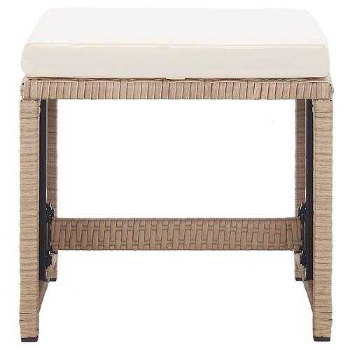 Havetaburetter 2 stk. med hynder polyrattan beige