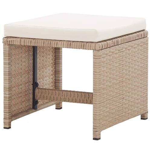 Havetaburetter 2 stk. med hynder polyrattan beige
