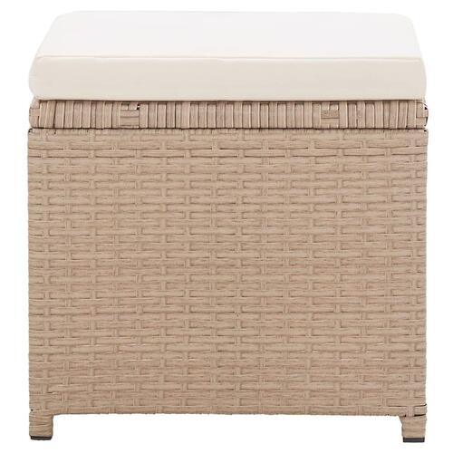 Havetaburetter 2 stk. med hynder polyrattan beige