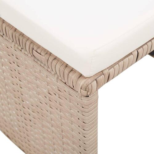 Havetaburetter 2 stk. med hynder polyrattan beige
