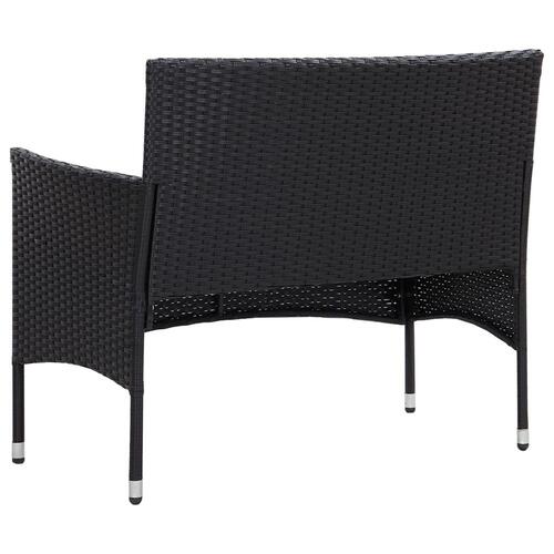 Havebænk 103 cm polyrattan sort