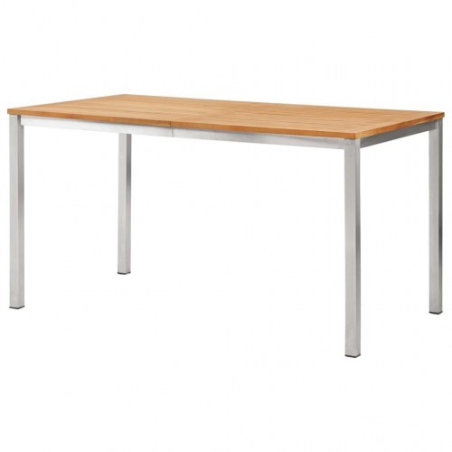 Havespisebord 140x80x75 cm massivt teaktræ rustfrit stål