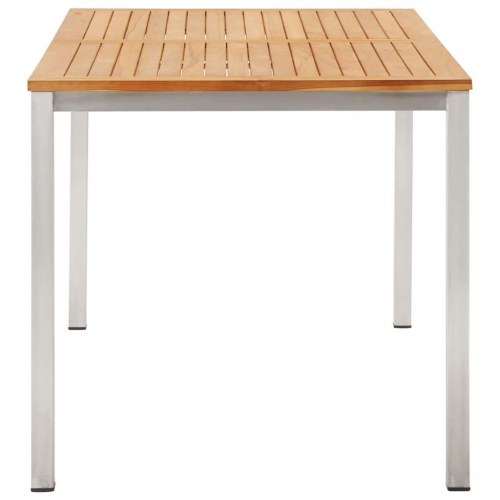 Havespisebord 140x80x75 cm massivt teaktræ rustfrit stål