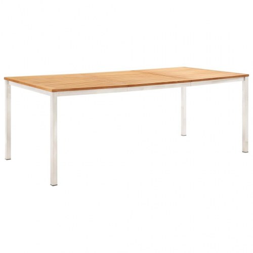 Havespisebord 200x100x75 cm massivt teaktræ og rustfrit stål