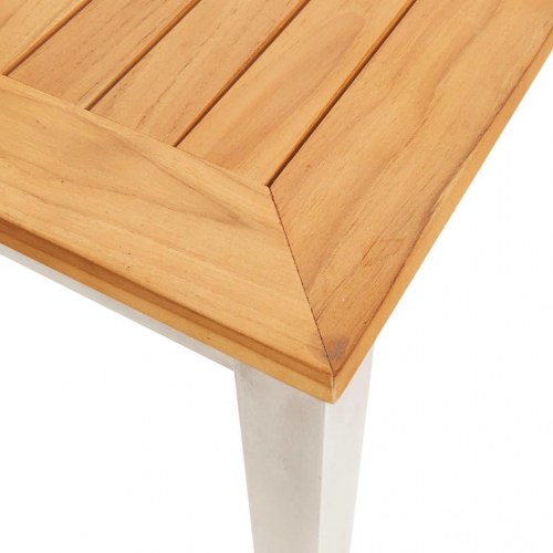 Havespisebord 200x100x75 cm massivt teaktræ og rustfrit stål