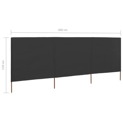3-panels læsejl 400x80 cm stof antracitgrå